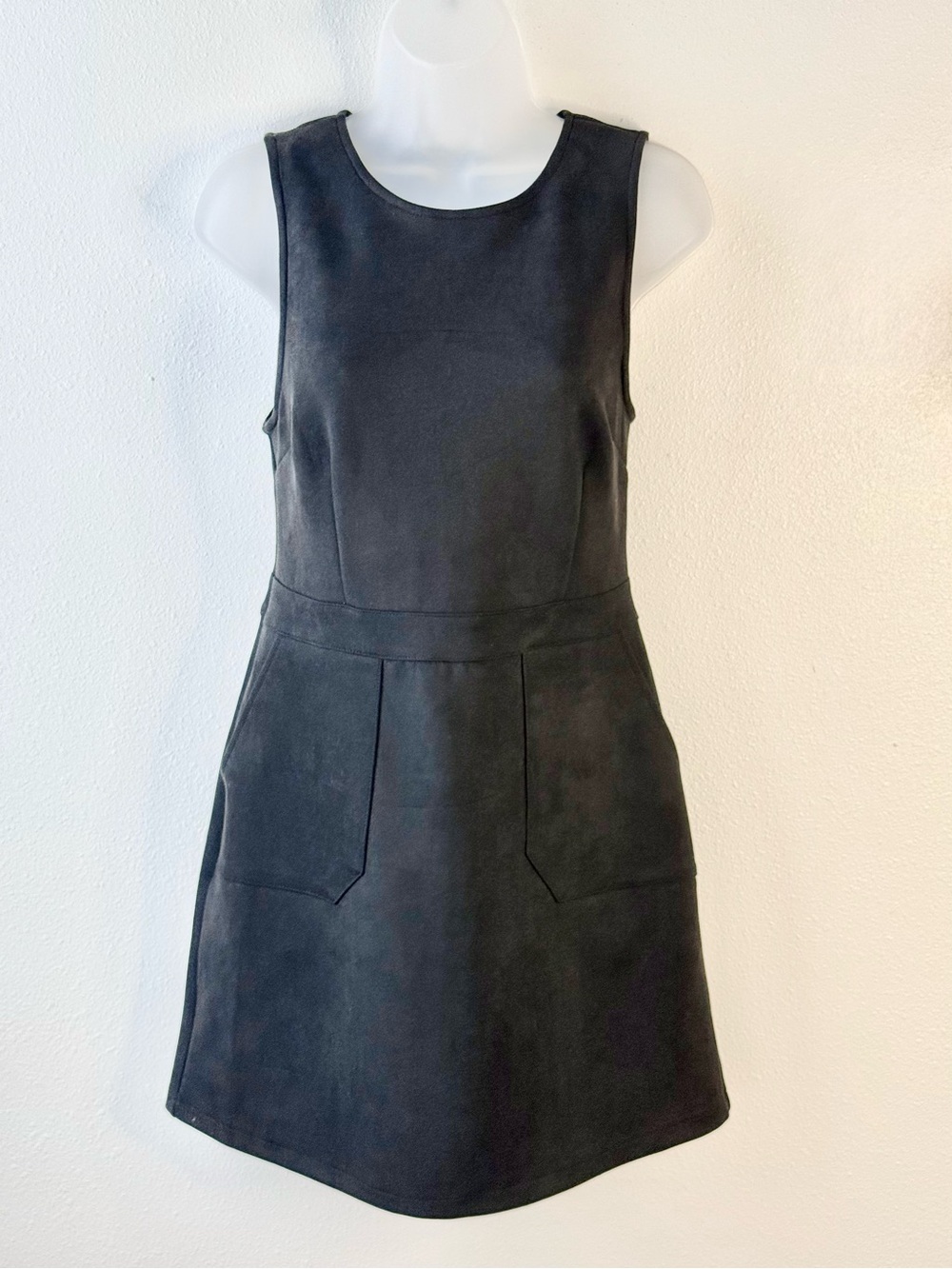 Bishop + Young Black Faux Suede Mod Mini Dress M